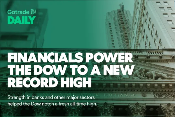 Gotrade Daily: Financials Power the Dow to a New Record High